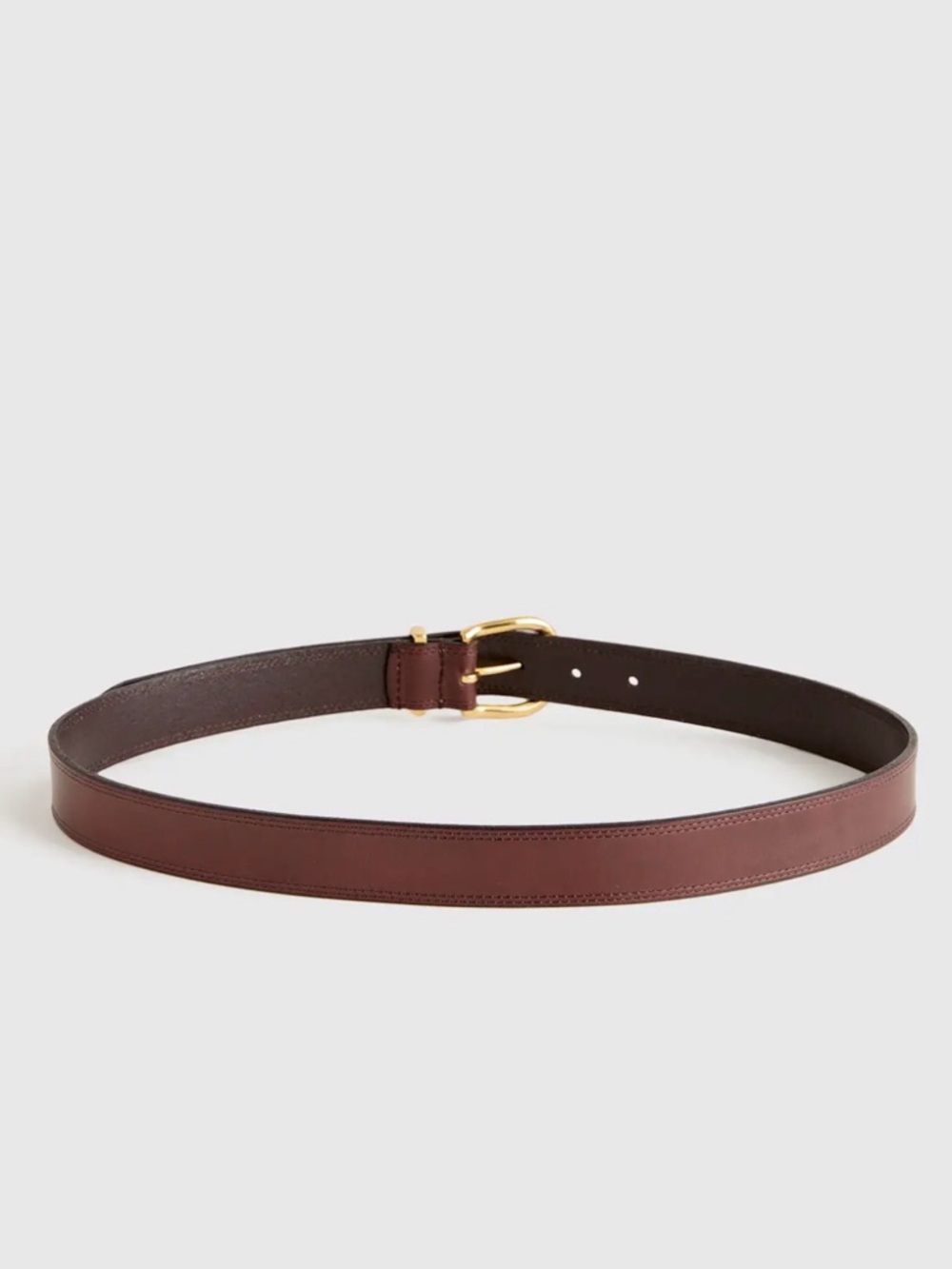 Quince Women's European Leather Belt Espresso Brown with Gold-Tone Round Buckle